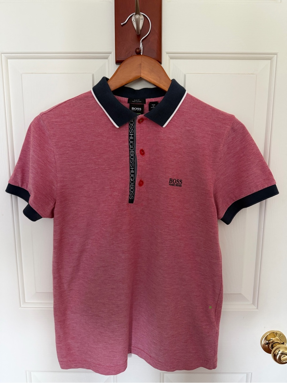 Hugo Boss Polo Shirt Mens S Small Red Slim Fit